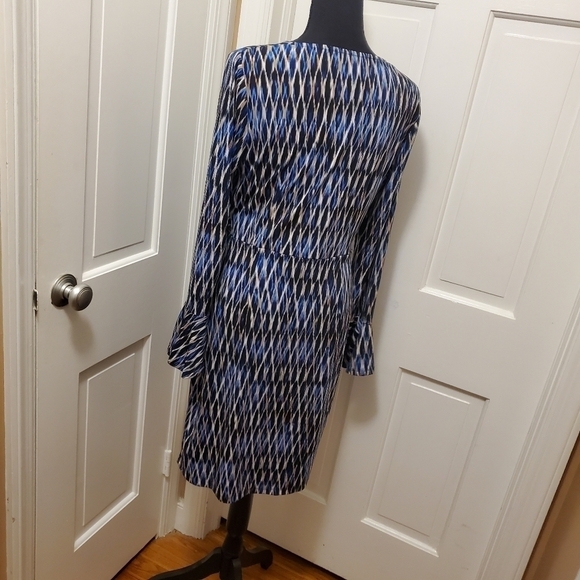 London Times Chic Wrap Silhoutte Modern Print Dress Size 10 - Picture 12 of 13